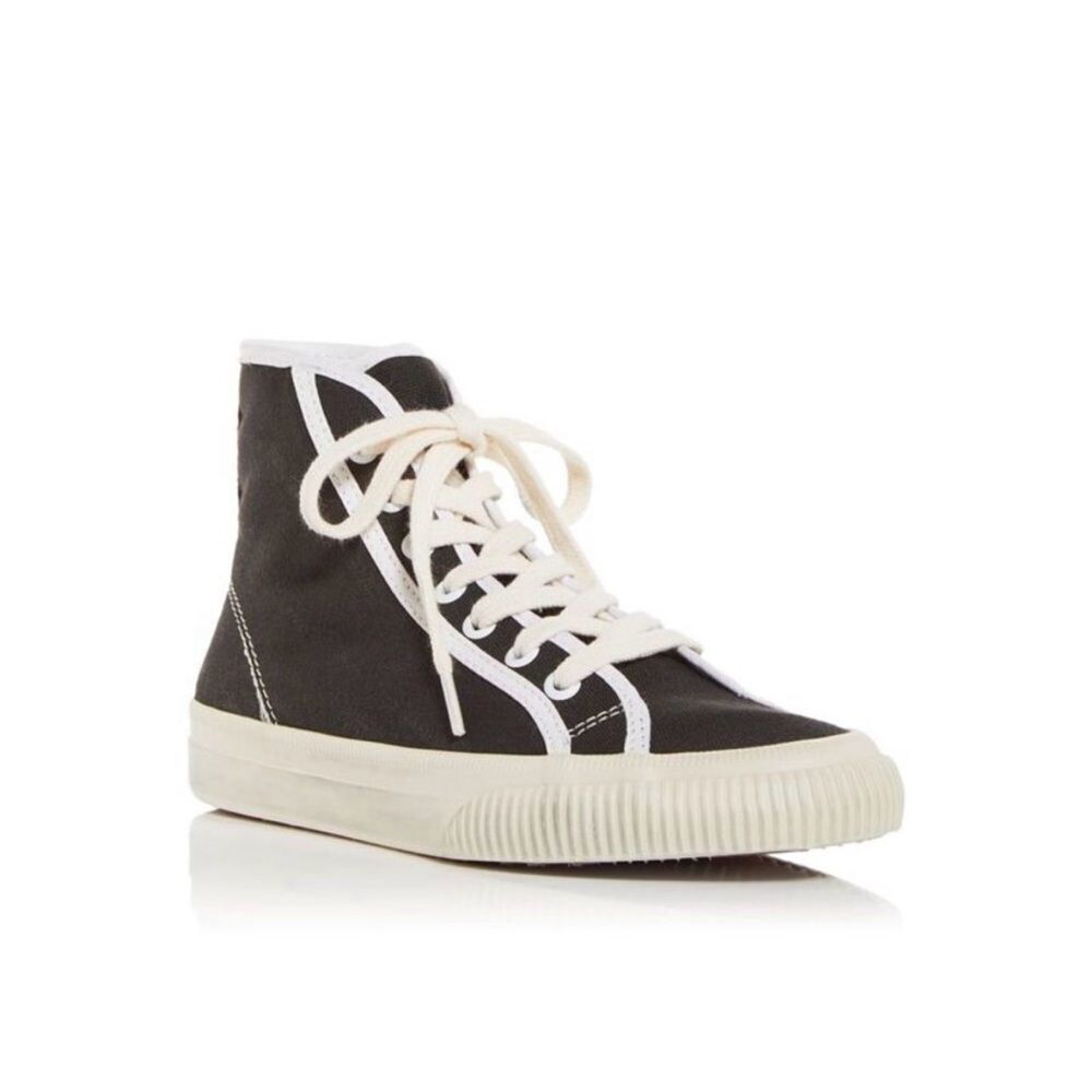 REDONE Womens Black Contrast Trim Grommets Distressed 90 Toe Sneakers Shoes 38